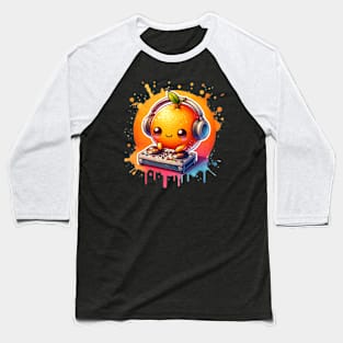 Watercolor Kawaii Orange DJ Baseball T-Shirt